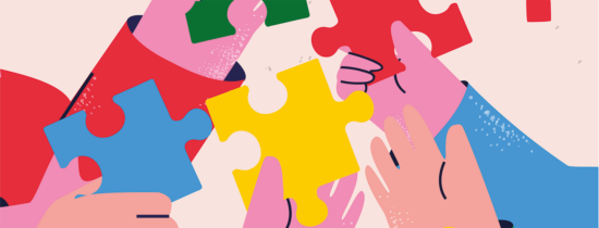 Händer med pysselbitar